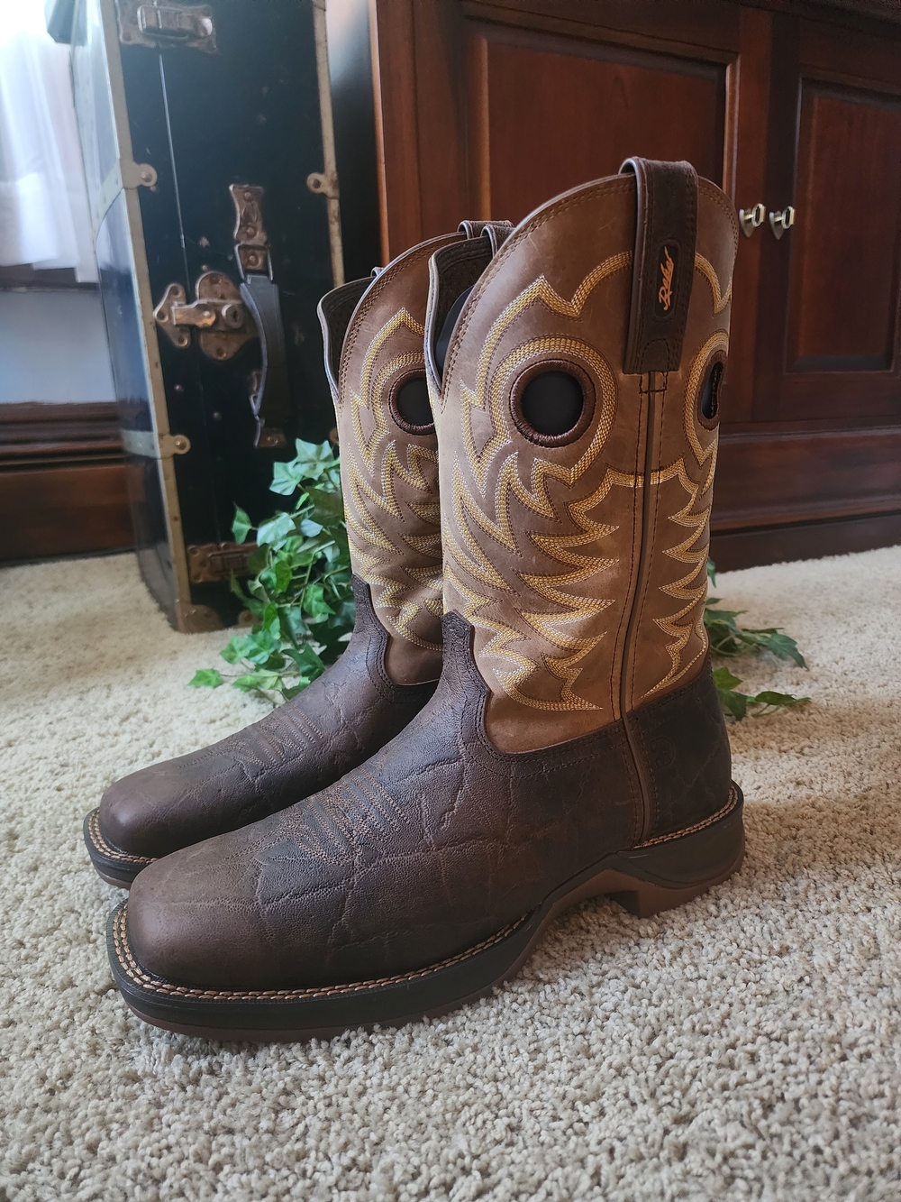 Durango Brown and Tan Western Pull-On Work Boots